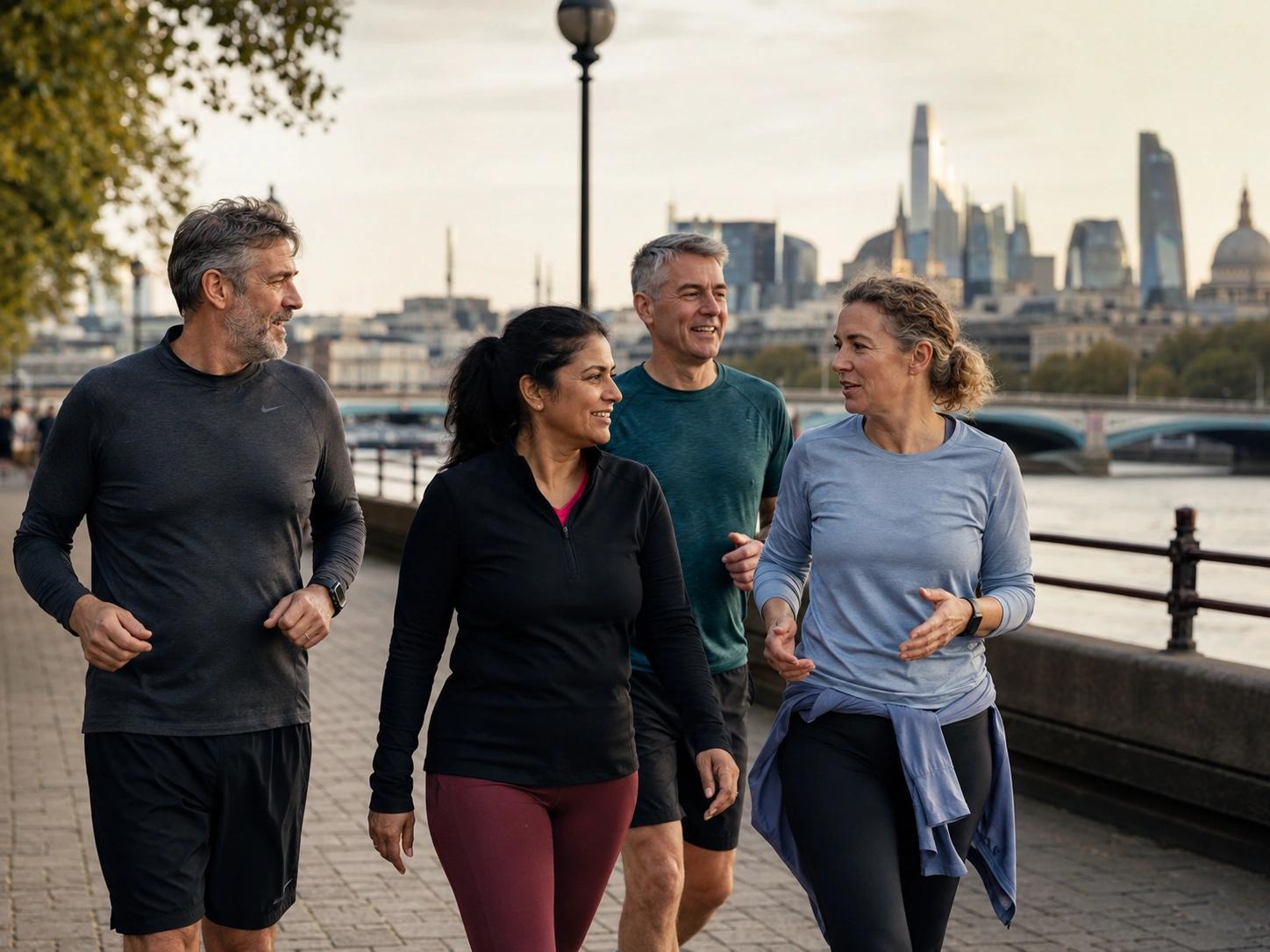A group walking beside the Thames
